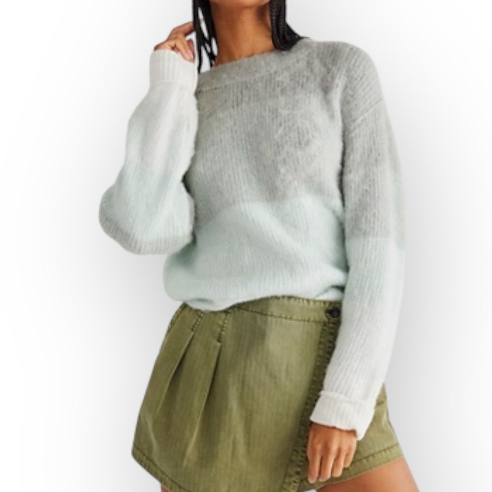 FREE PEOPLE NWT Autumn Sky Pullover Sweater in Cloud Combo Wool - size S